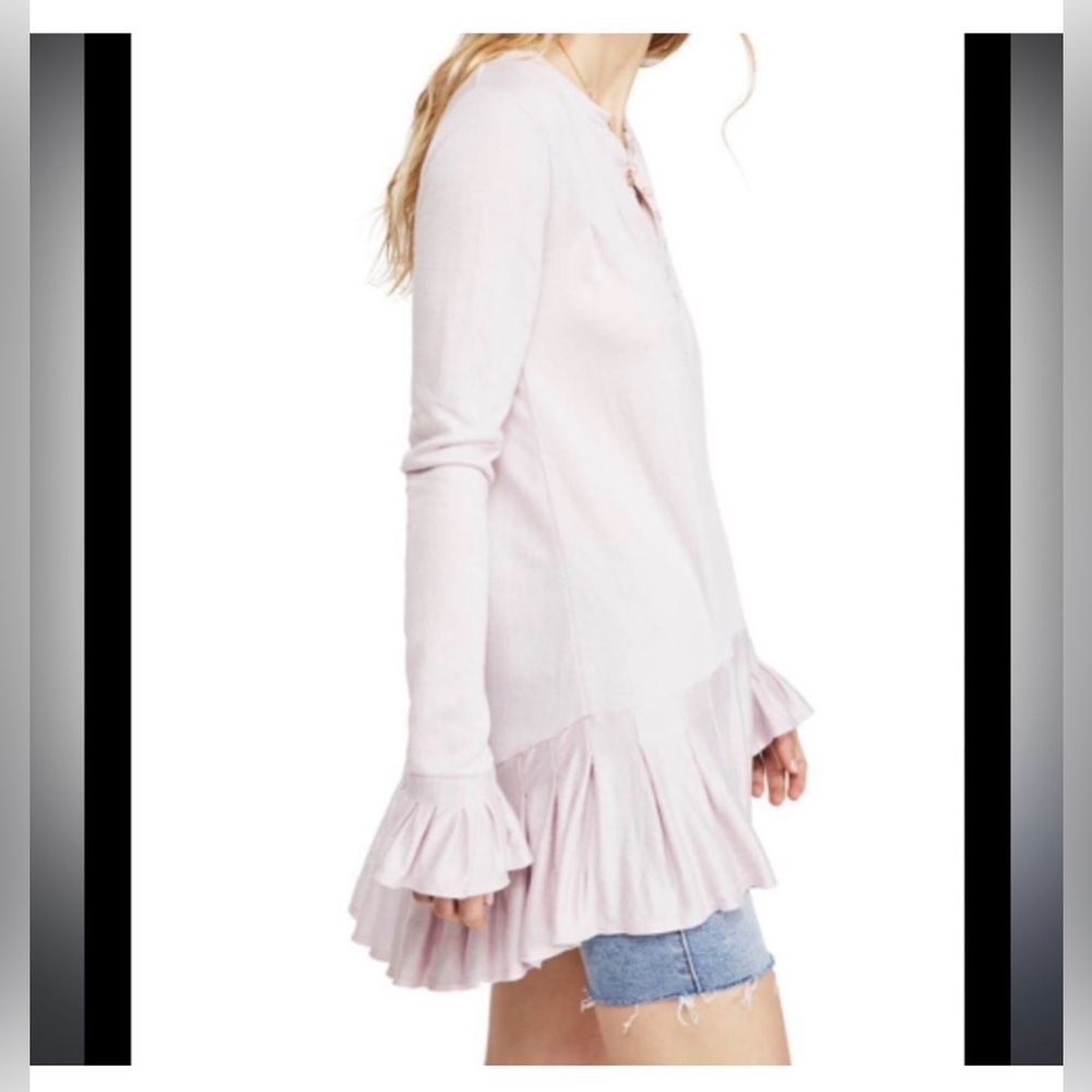 Free People Light Pink Ruffled Hem Dress